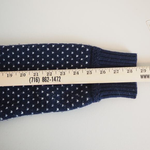 Gap Men's Lambswool Sweater Size Large Navy Fair Isle Shawl Neck Pullover - Picture 7 of 9